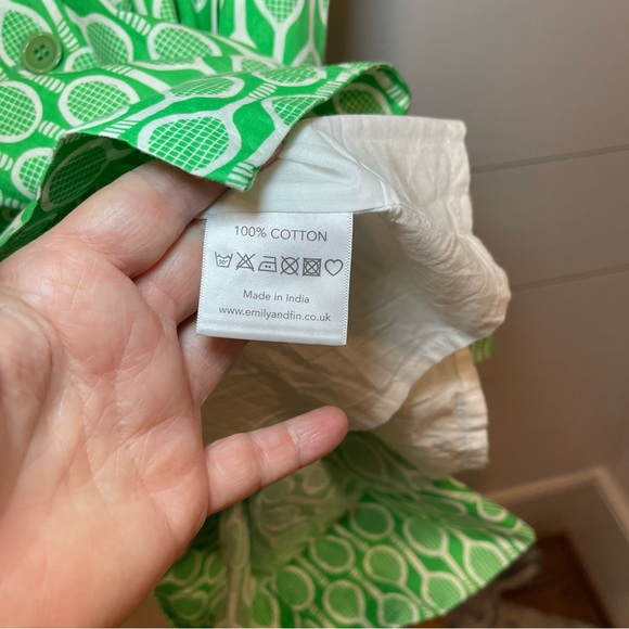 Emily And Fin Wimbledon Green Tennis Racket Patterned Sleeveless Dress Size XL - Picture 6 of 10